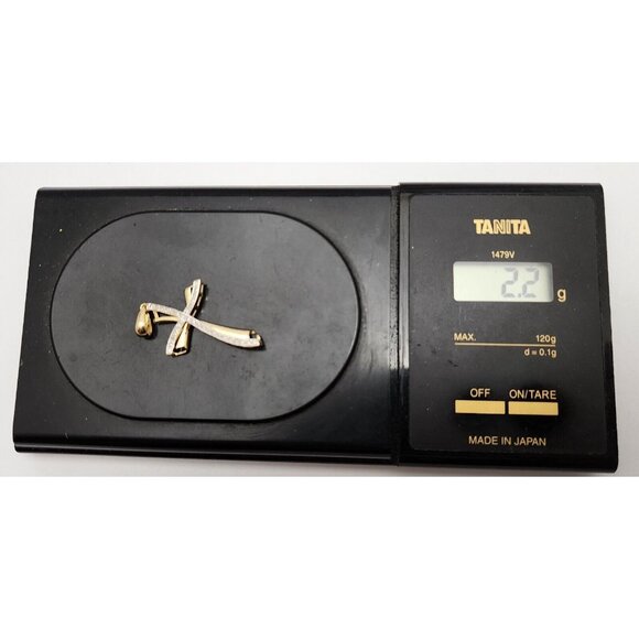 Unique 14K Solid Two Tone Multi Color Gold Religious Diamond Cross Charm Pendant - Picture 14 of 14